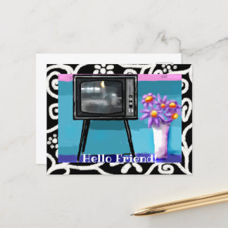 Postal - Pintado caprichoso de televisión retro