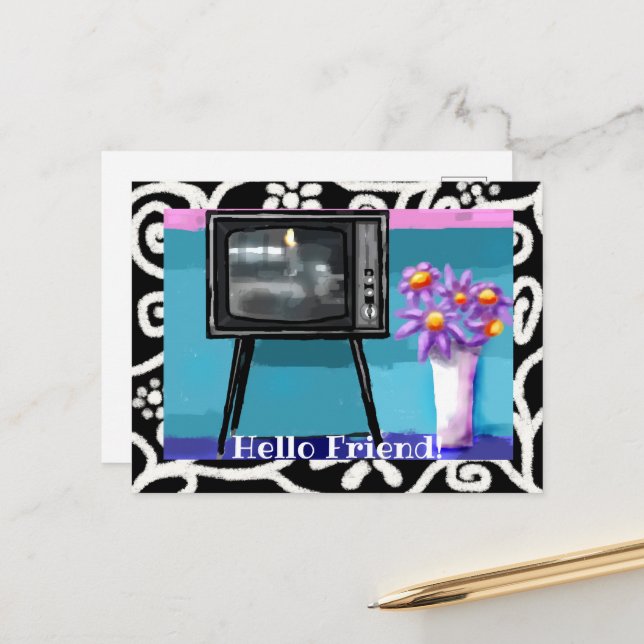 Postal - Pintado caprichoso de televisión retro (Anverso/Reverso In Situ)