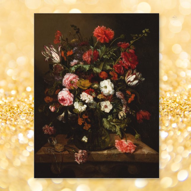 Postal Pintado de aceite de Bella Artes añejo con flores  (Flowers Vintage Fine Art Oil Painting Personalized Postcard)