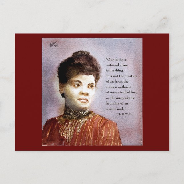 Postal Pintado de acuarela Ida B Wells & Quote (Anverso)