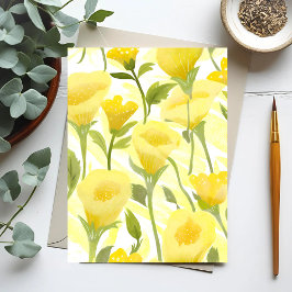 Postal Pintado de color amarillo floral