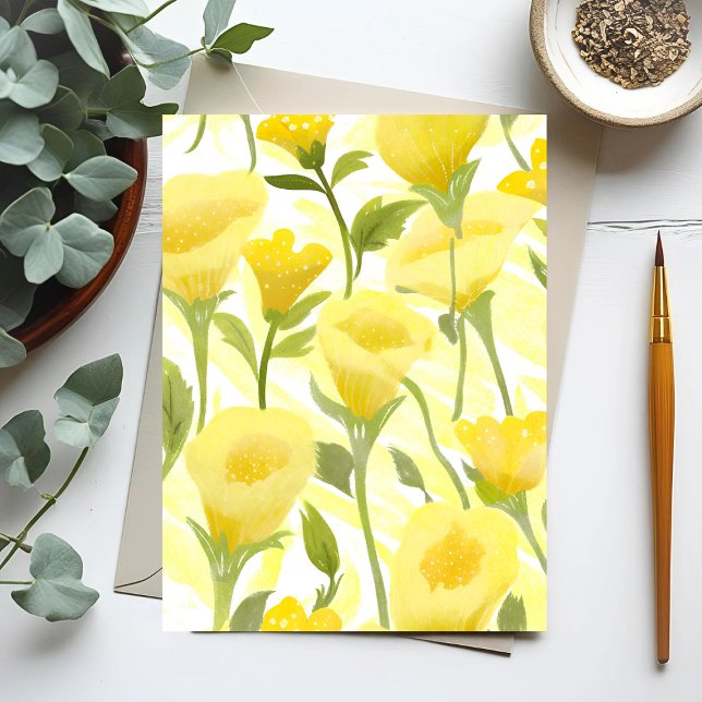 Postal Pintado de color amarillo floral (Subido por el creador)