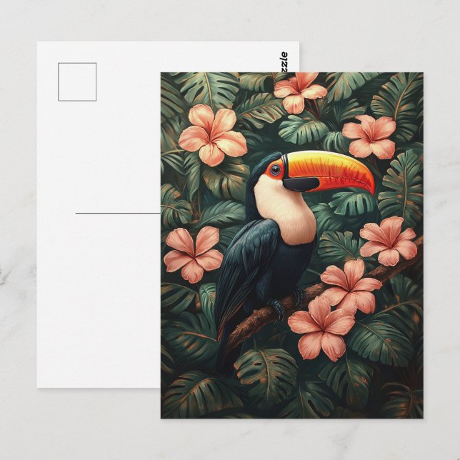 Postal Pintado de flores rosadas tropicales turcas (Anverso / Reverso)