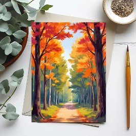 Postal Pintado de follaje otoñal