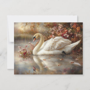 Postal Pintado de follaje otoñal de Swan Pastel
