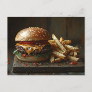 Postal Pintado de hamburguesas y frutos de ajo