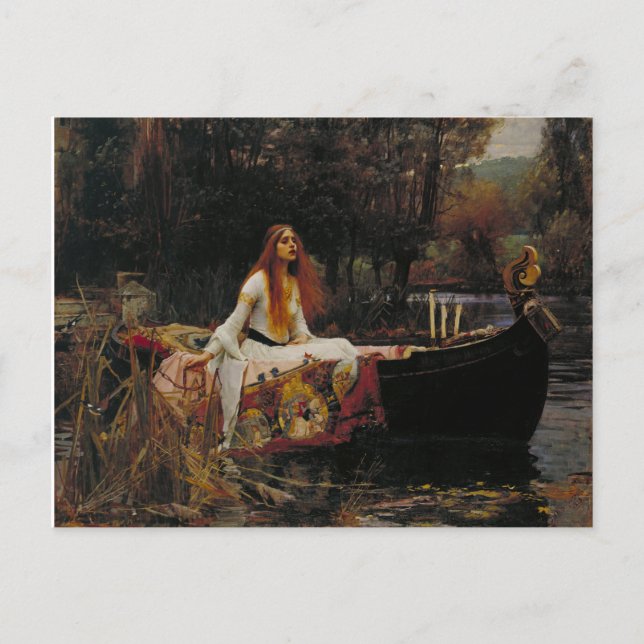 Postal Pintado de la dama de Shallot Pre-Raphaelite (Anverso)