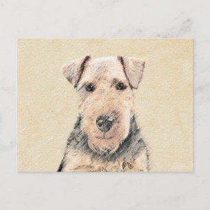 Postal Pintado de Welsh Terrier - Arte de Perro Original.