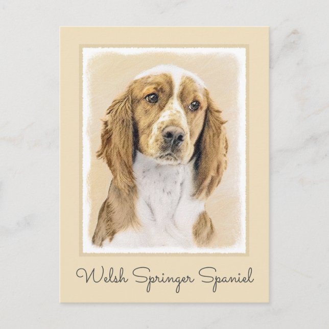 Postal Pintado español de Springer galesa - Arte de perro (Anverso)