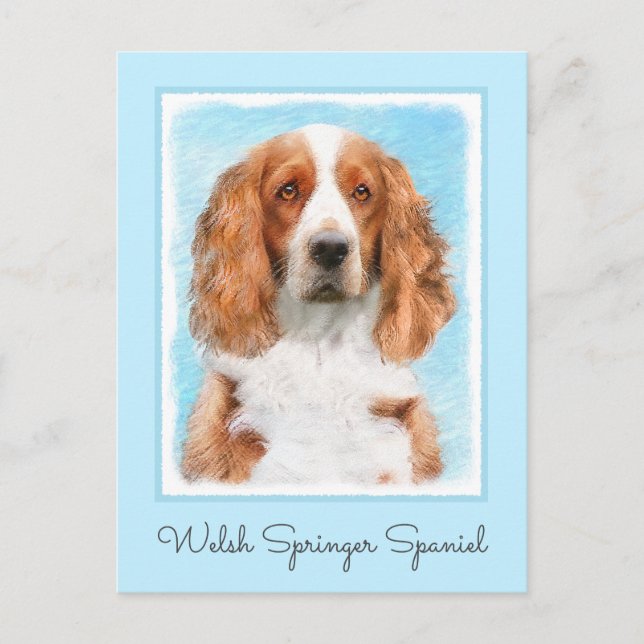 Postal Pintado español de Springer galesa - Arte de perro (Anverso)
