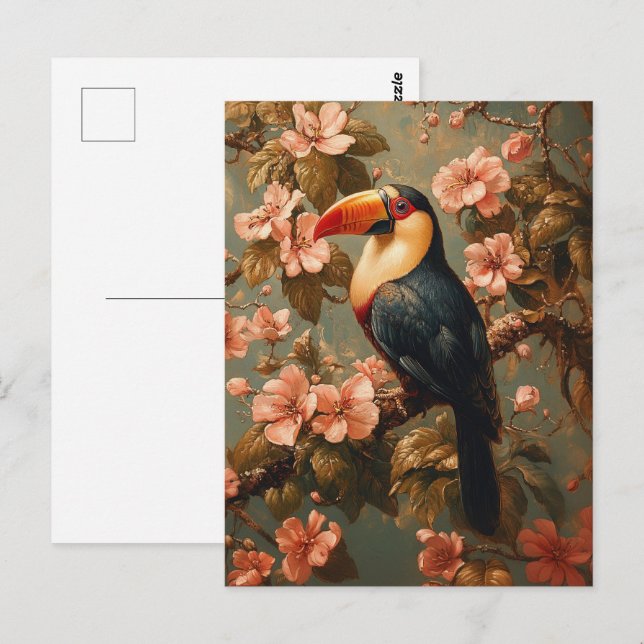 Postal Pintado estilo vintage tropical táctil (Anverso / Reverso)