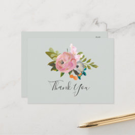 Postal Pintado Floral Gracias Postcard