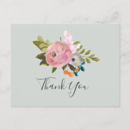 Postal Pintado Floral Gracias Postcard