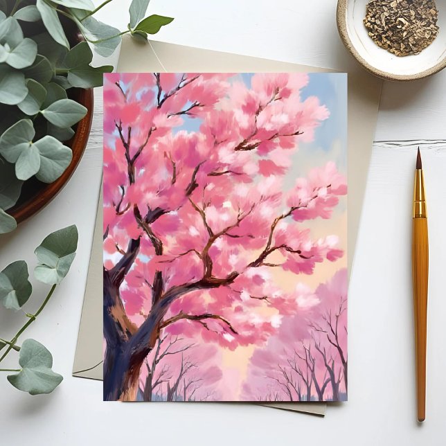 Postal Pintado Floral Rosa De Cerezos En Flora (Subido por el creador)