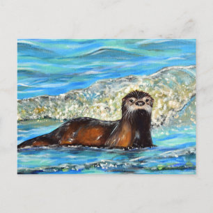 Postal Pintado Otter in the Waves 2