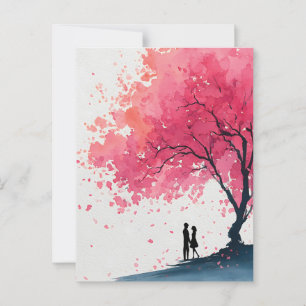 Postal Pintado romántico de acuarela de una pareja