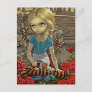 Postal "Pintando a los Rosas de rojo"