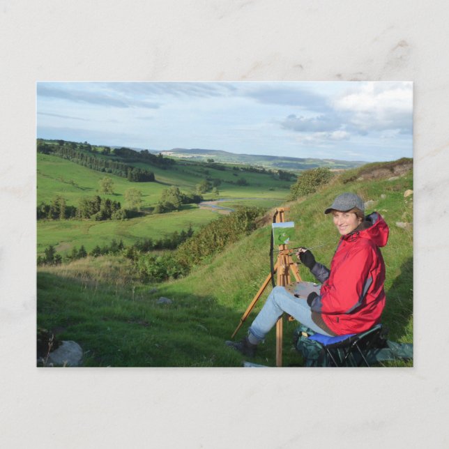 Postal "Pintando en Harehaugh" (Anverso)