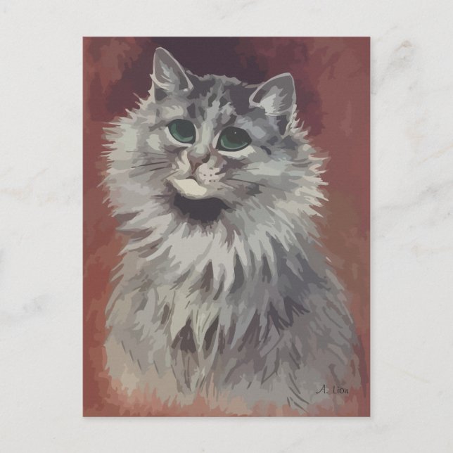 Postal Pintando gato persa n° 5 (Anverso)