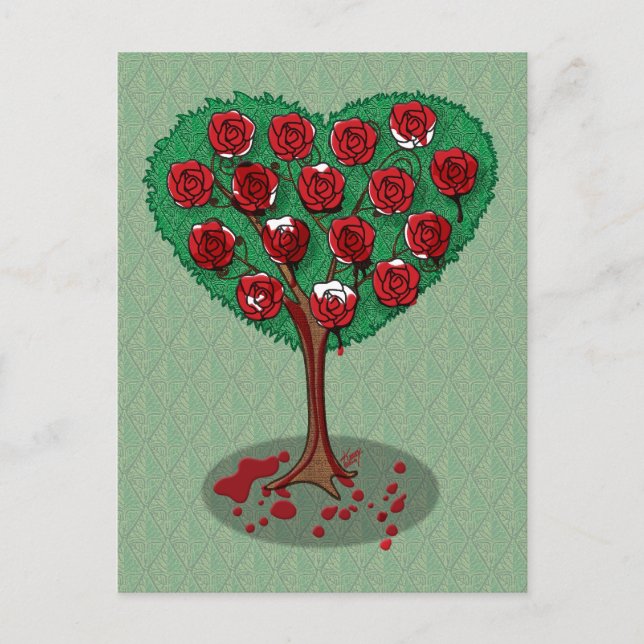 Postal Pintando La Postcarta Roja De Los Rosas (Anverso)