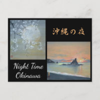 Pintar acuarela Postcard Okinawa Noche Hora
