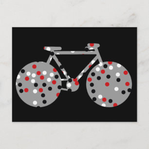 Postal pintas de polka y bicicleta negras