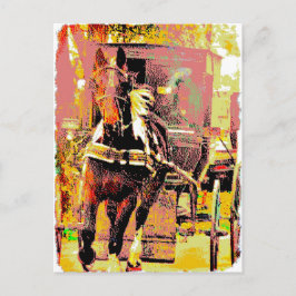 Postal Pinto Amish Horse Arte de 8 bits