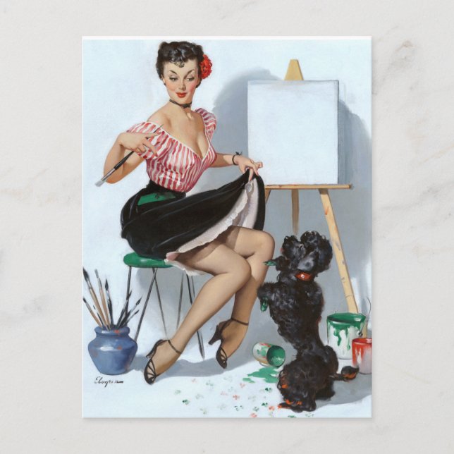 Postal Pintor Pin Up (Anverso)