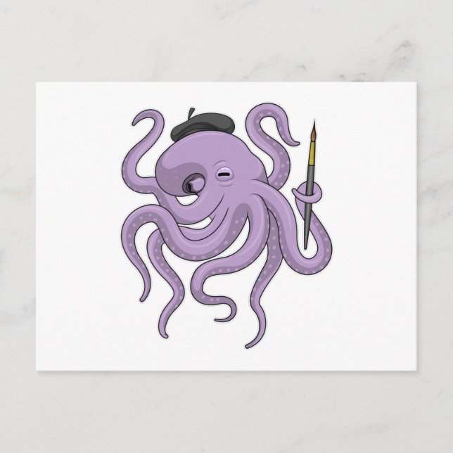Postal Pintor pulpo Pincel (Anverso)