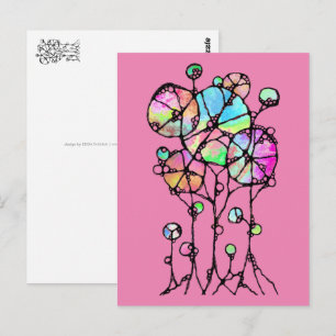 Postal Pintura a mano - Grupo de árboles abstractos 3