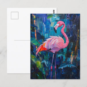 Postal Pintura abstracta de flamingo
