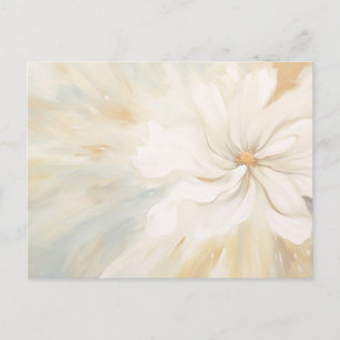 Postal Pintura abstracta de flor blanca.