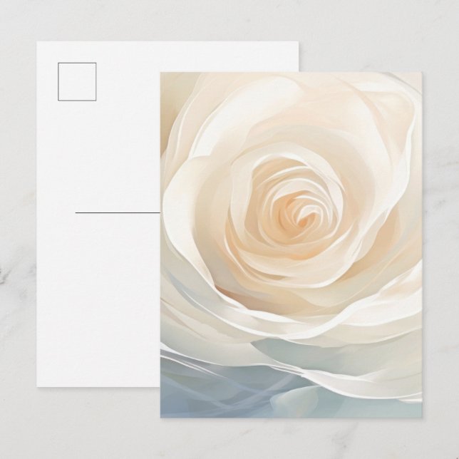 Postal Pintura abstracta de flores de rosa blanca (Anverso / Reverso)
