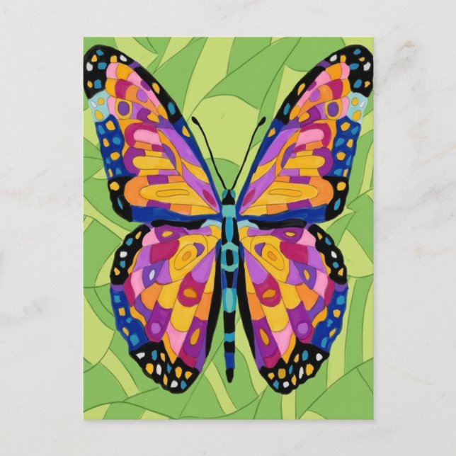 Postal Pintura abstracta de mariposa  (Anverso)