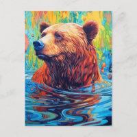 Pintura abstracta de oso colorido