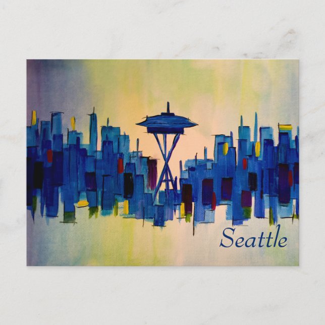 Postal Pintura abstracta de Seattle Washington (Anverso)