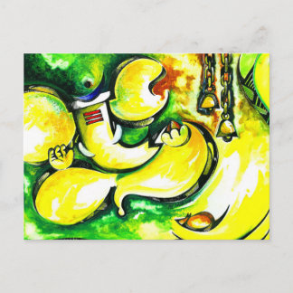 Postal Pintura abstracta hecha a mano de Lord Ganesha