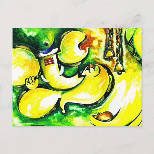 Postal Pintura abstracta hecha a mano de Lord Ganesha (Anverso)