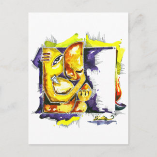 Postal Pintura abstracta hecha a mano de Lord Ganesha