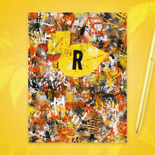 Postal Pintura abstracta moderna de naranja amarillo Mono