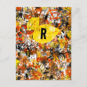 Postal Pintura abstracta moderna de naranja amarillo Mono