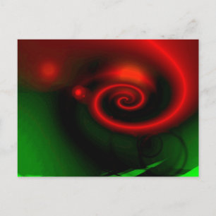 Postal Pintura abstracta verde roja