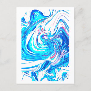 Postal Pintura acrílica azul Resumen Remolque