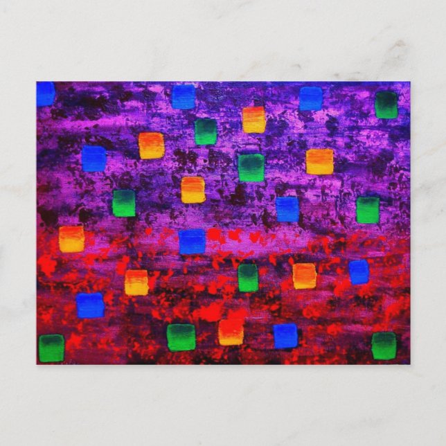 Postal Pintura acrílica colorida y abstracta moderna (Anverso)