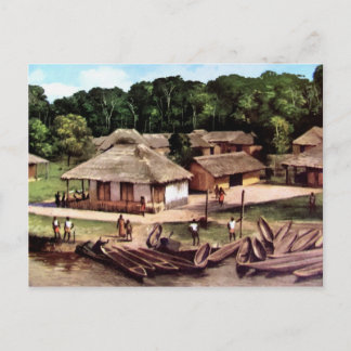 Postal Pintura acrílica de la aldea del Congo