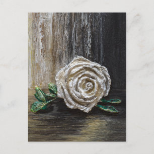 Postal Pintura Acrílica de Rosa Blanca