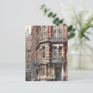 Postal pintura acuarela de Amsterdam