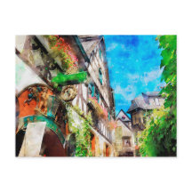 Pintura acuarela de Drosselgasse Ruedesheim