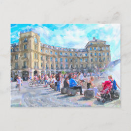 Postal Pintura acuarela de Munich Stachus.