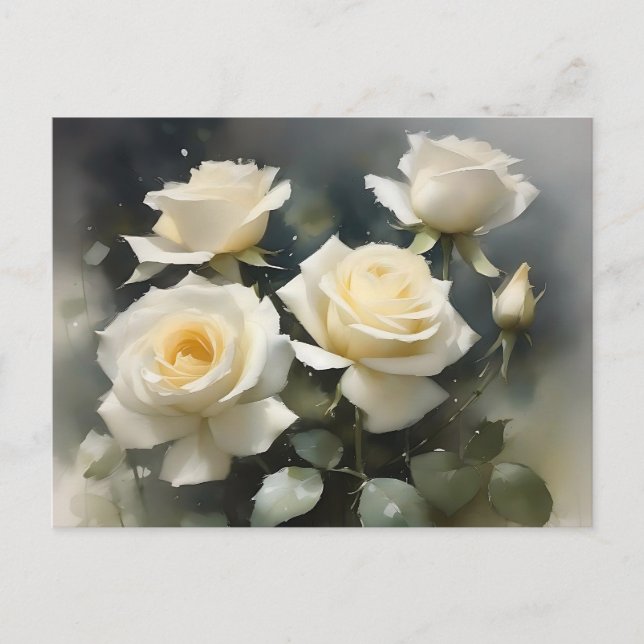 Postal pintura acuarela de rocas blancas de bonito (Anverso)